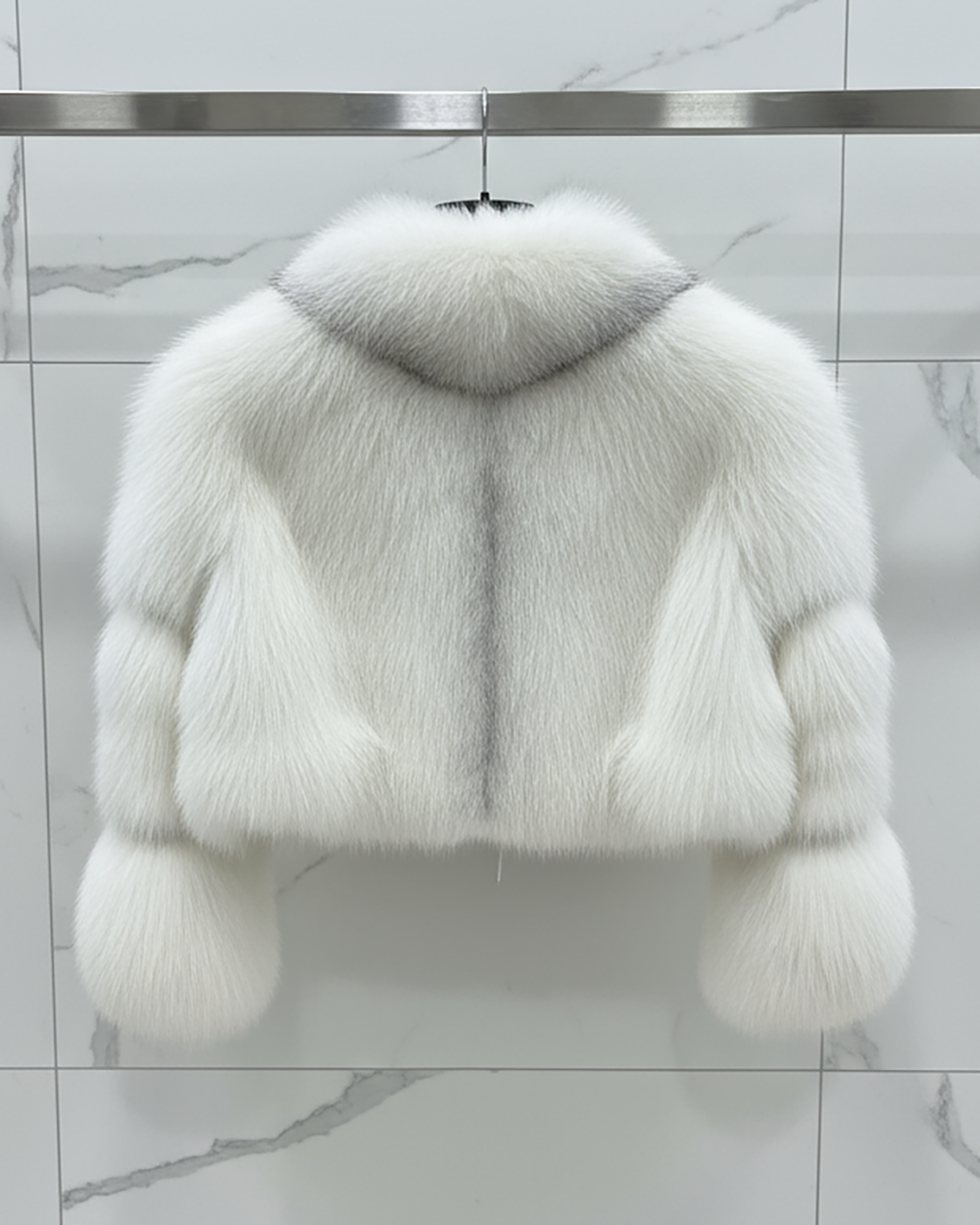 White Shadow Fox Fur Crop Jacket: Women's Luxury