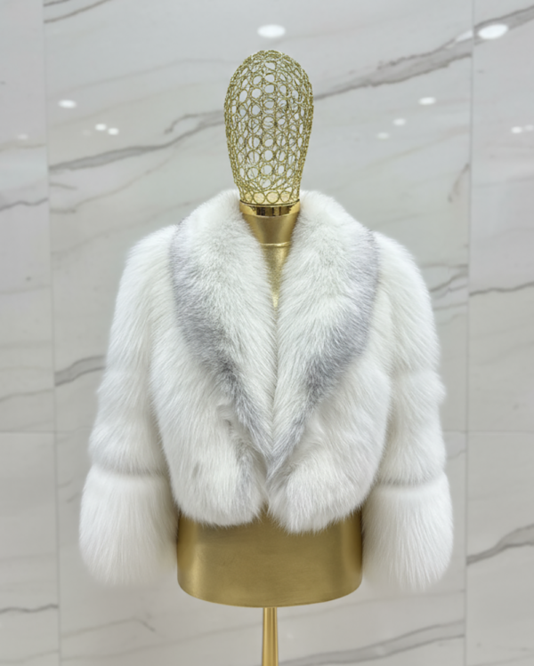 White Shadow Fox Fur Crop Jacket: Women's Luxury