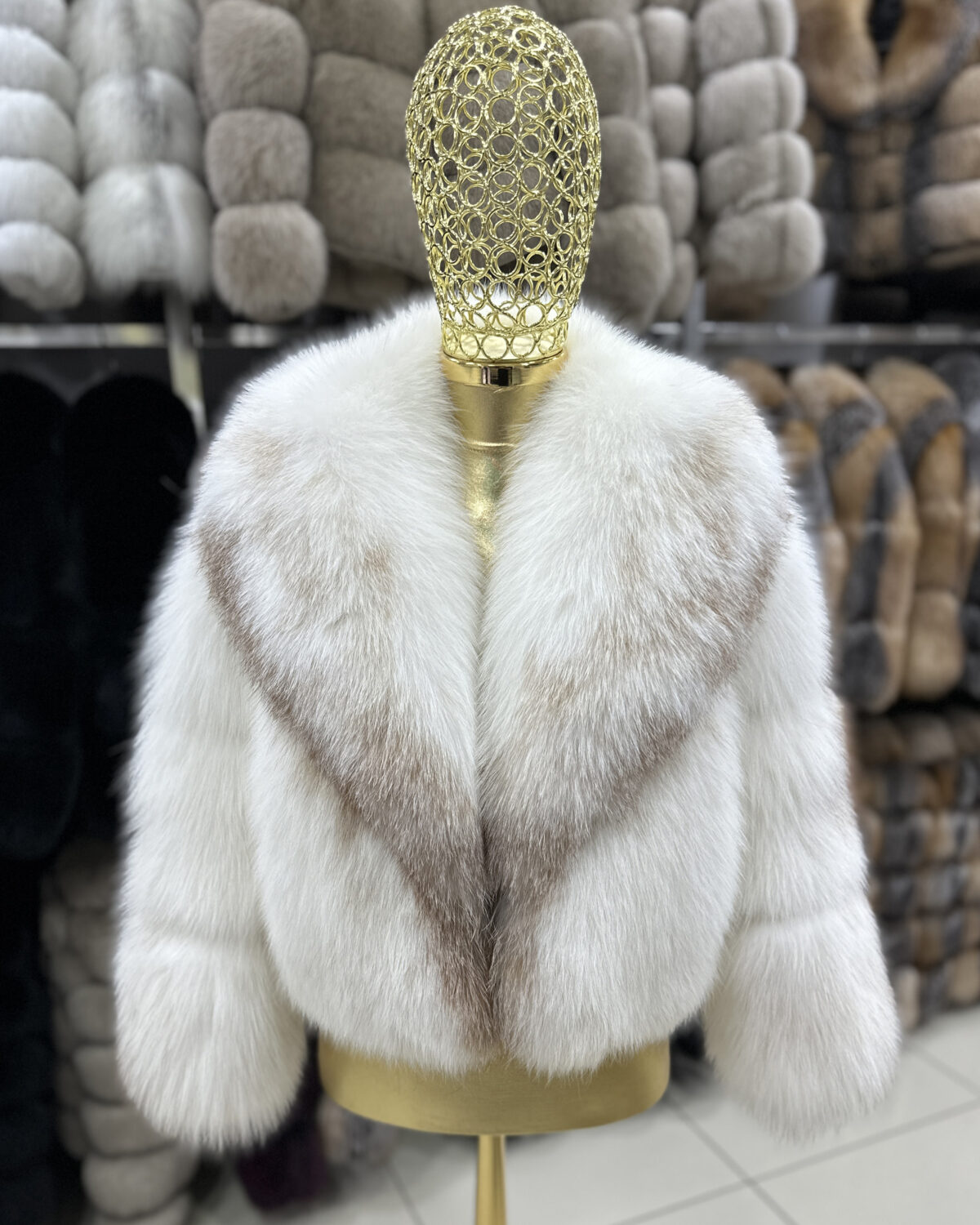 White Amber Fox Fur Coat: Women's Luxury Handmade Jacket