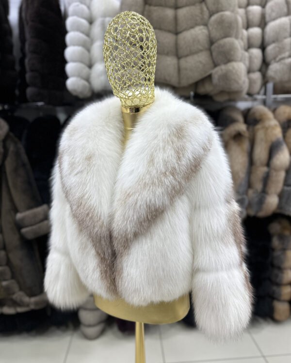 White Amber Fox Fur Coat: Women's Luxury Handmade Jacket