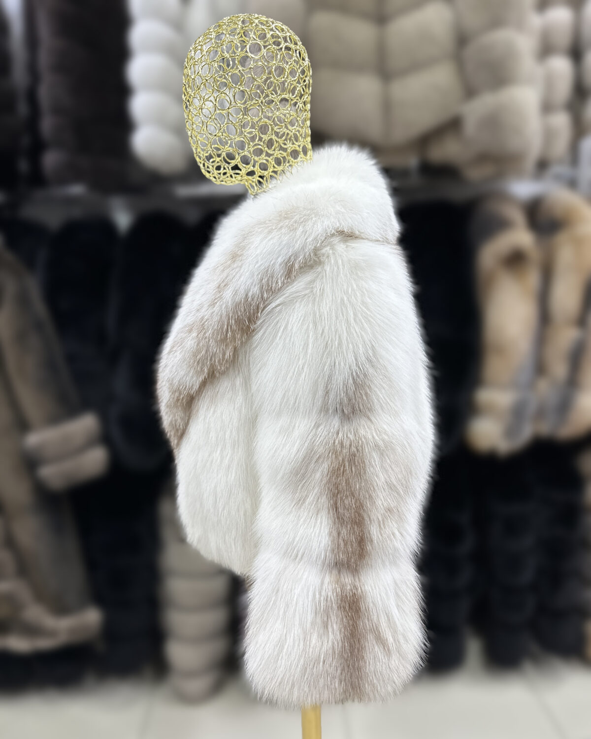 White Amber Fox Fur Coat: Women's Luxury Handmade Jacket