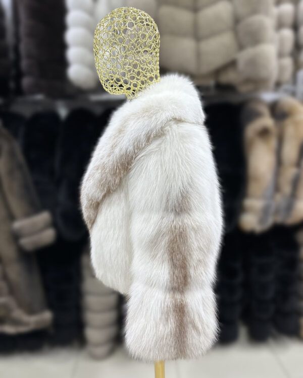 White Amber Fox Fur Coat: Women's Luxury Handmade Jacket