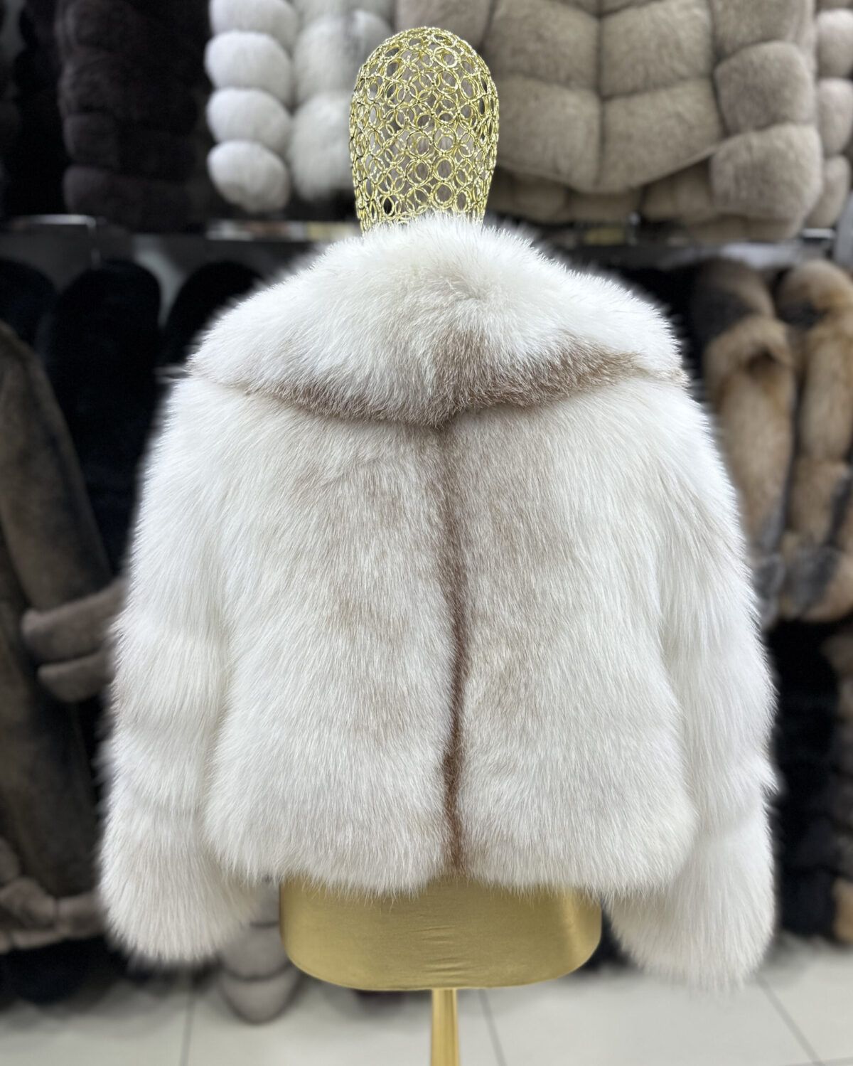 White Amber Fox Fur Coat: Women's Luxury Handmade Jacket