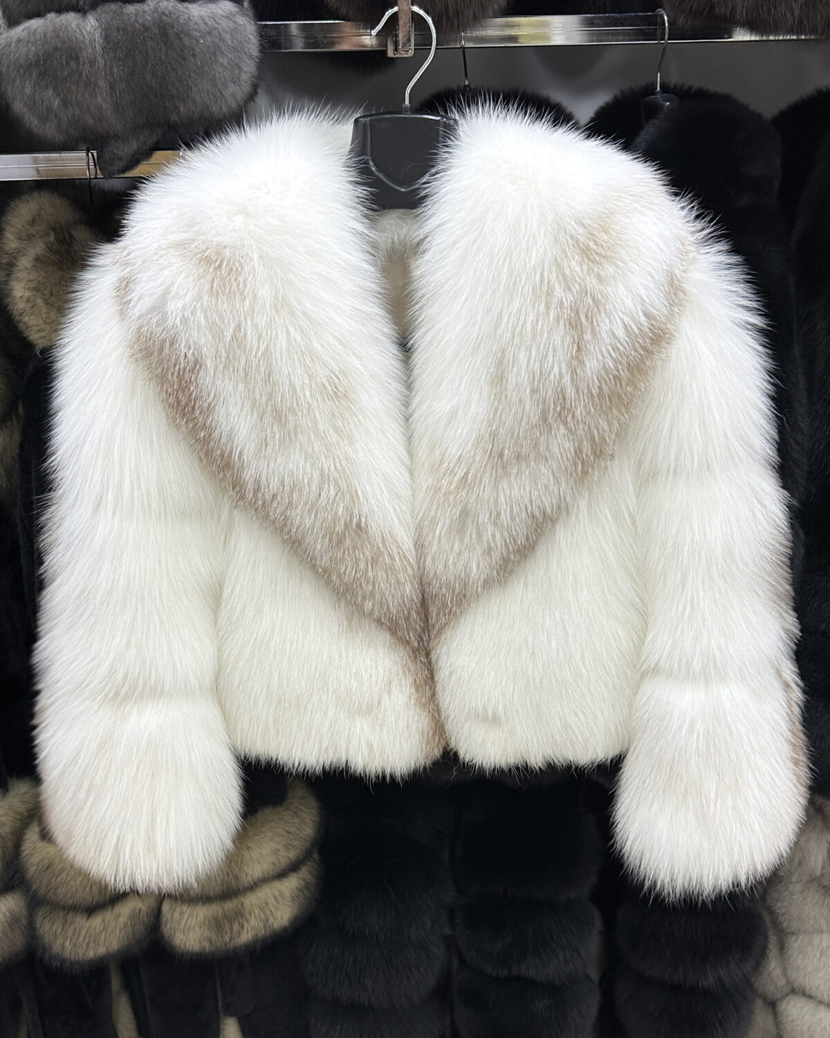 White Amber Fox Fur Coat: Women's Luxury Handmade Jacket