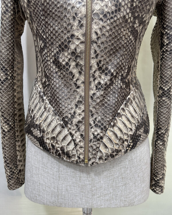 Beige Genuine Natural Python Skin Jacket - Exotic Snake Leather Luxury Coat