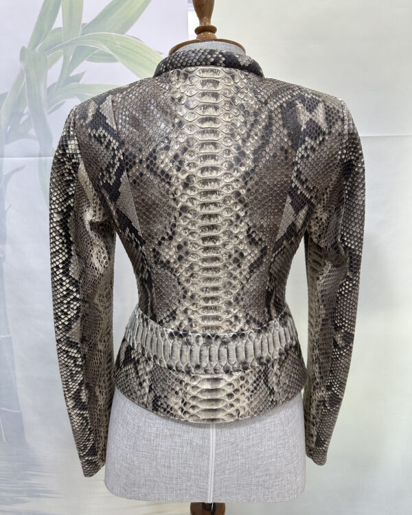 Beige Genuine Natural Python Skin Jacket - Exotic Snake Leather Luxury Coat