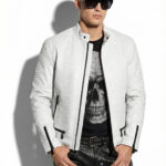 Python Skin White Moto Jacket