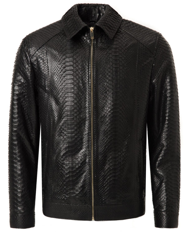Men's Black Python Leather Exotic Snake Skin Luxury Bespoke Jacket