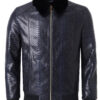 Navy Python Jacket with Mink Collar