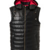 Men's Nappa Leather Hooded Vest: Python Trim, Quilted Waistcoat