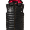 Nappa Leather Hooded Vest with Python Trim