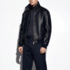 Hand-Woven Intrecciato Lambskin Bomber Jacket