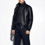 Hand-Woven Intrecciato Lambskin Bomber Jacket