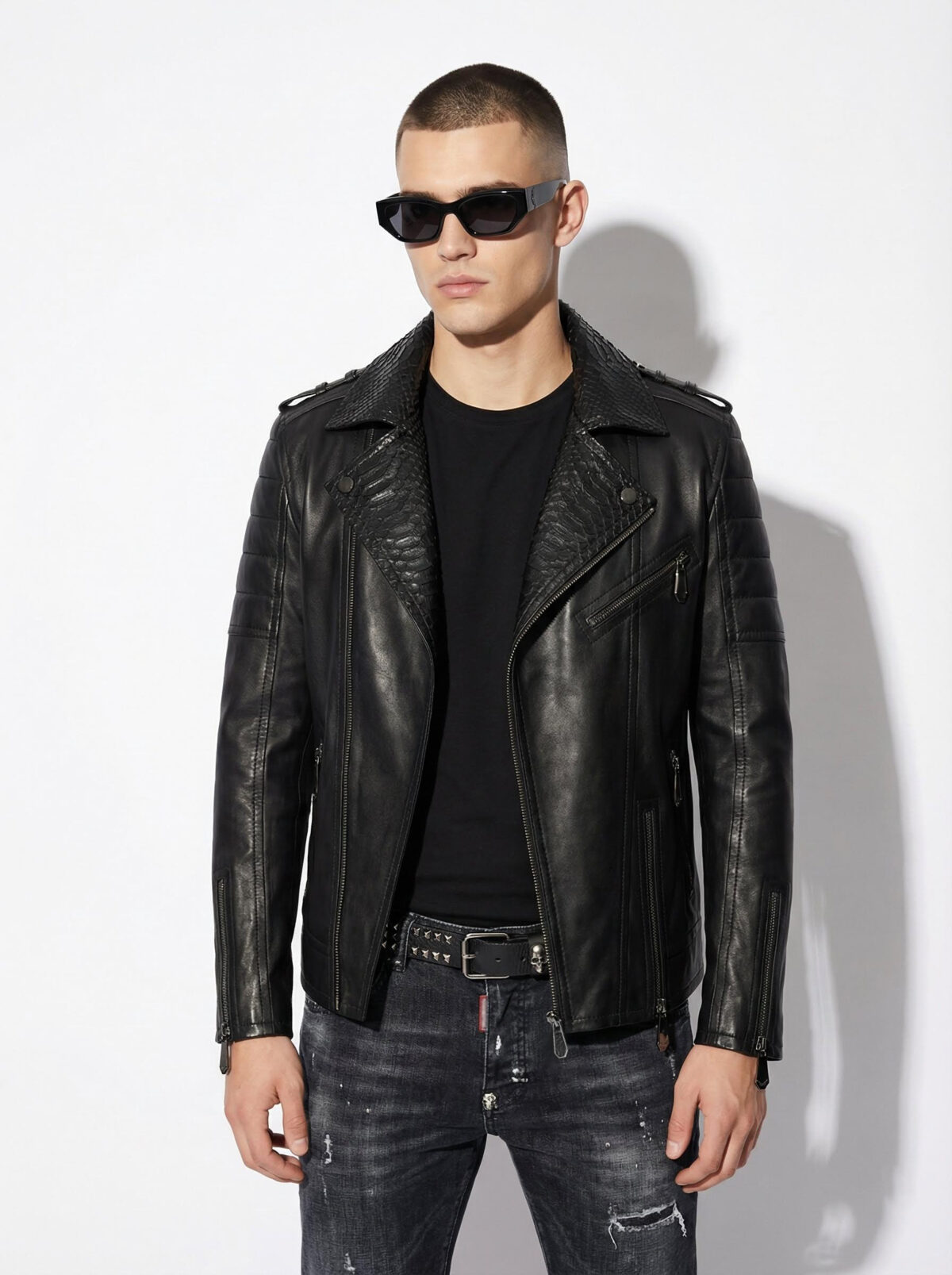 Python Trim Biker Jacket