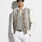 Luxury Genuine Python Skin Lambskin Leather Bomber Jacket – Handmade Designer Outerwear