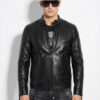 Genuine Python Leather Men's Exotic Snake Skin Black Luxury Moto Jacket