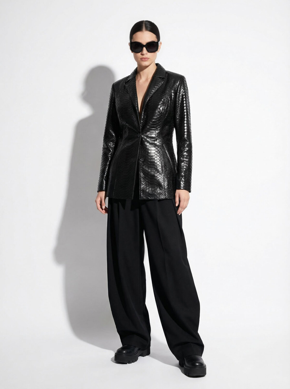Python Leather Blazer