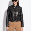Leather Bomber Jacket with Python Trim