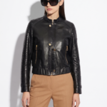 Leather Bomber Jacket with Python Trim