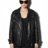 Oversized Black Python Moto Jacket