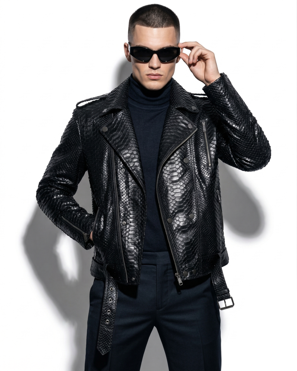 Black Python Motorcycle Jacket