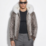 Python Hoodie Jacket with Fox Fur Trim
