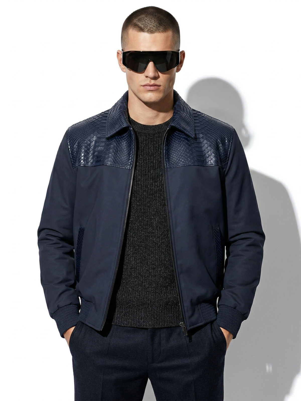 Waterproof Bomber Jacket with Python Trim