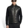 Men's Quilted Lambskin Vest: Genuine Python Leather Trim