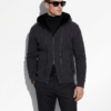 Merino Sheep Fur Lined Wool Cardigan: Python Leather Trim