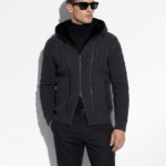 Merino Sheep Fur Lined Wool Cardigan: Python Leather Trim