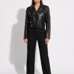 Lambskin Biker Jacket with Python Trim