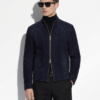 Metis Suede Genuine Leather Men's Luxury Navy Blue Bespoke Jacket
