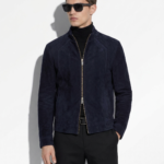 Metis Suede Genuine Leather Men's Luxury Navy Blue Bespoke Jacket