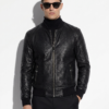 Men's Genuine Python Leather Made To Measure Handmade Black Bomber Jacket