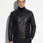 Genuine Python Leather Men's Exotic Snake Skin Black Luxury Jacket