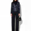 383 Navy Python Moto Jacket with Gold Hardware