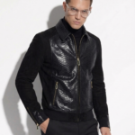 Men's Handmade Python Leather Suede Jacket