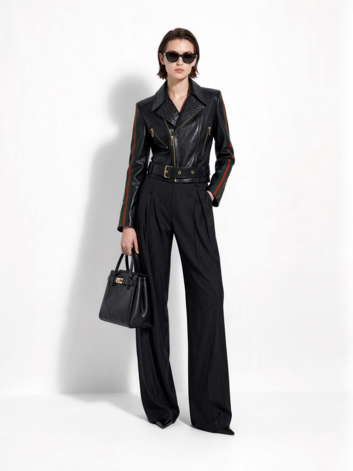386 Lambskin Biker Jacket with Python Trim