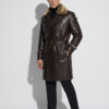 Men's Lambskin Leather Trench Coat: Shearling Fur Collar