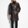 Men's Lambskin Leather Trench Coat: Shearling Fur Collar