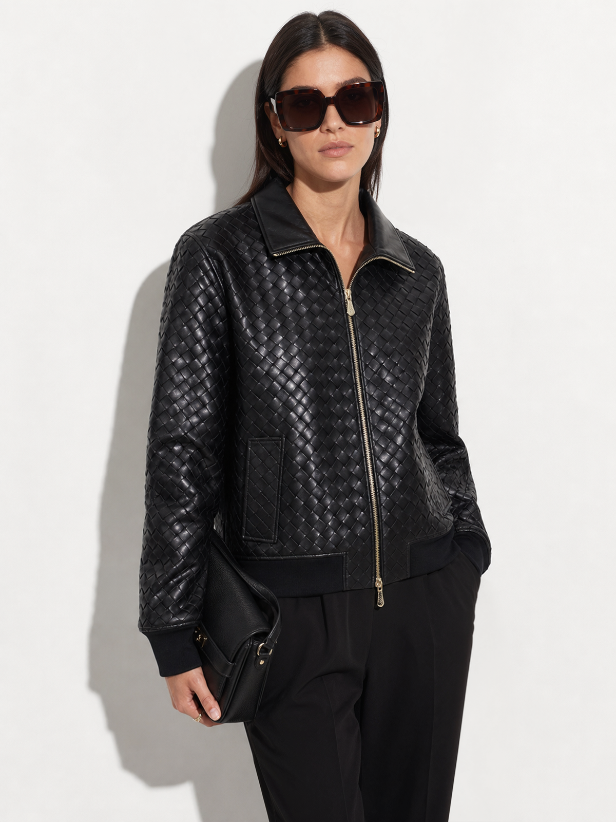 Hand-Woven Lambskin Bomber Jacket