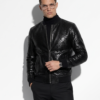 Men's Genuine Python Leather Made To Measure Bespoke Black Bomber Jacket