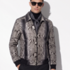 Handmade Python Leather Bomber Jacket: Men's Exotic Snake Skin