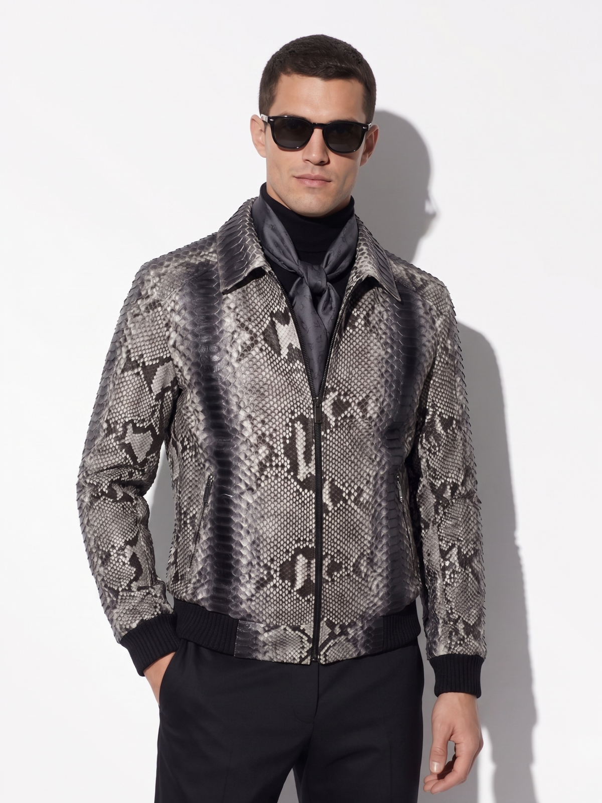 Python Skin Bomber Jacket