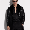 Python Coat with Mink Fur Collar