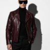 Bordeaux Python Biker Jacket