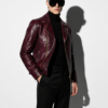 Bordeaux Python Biker Jacket