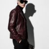 Bordeaux Python Biker Jacket