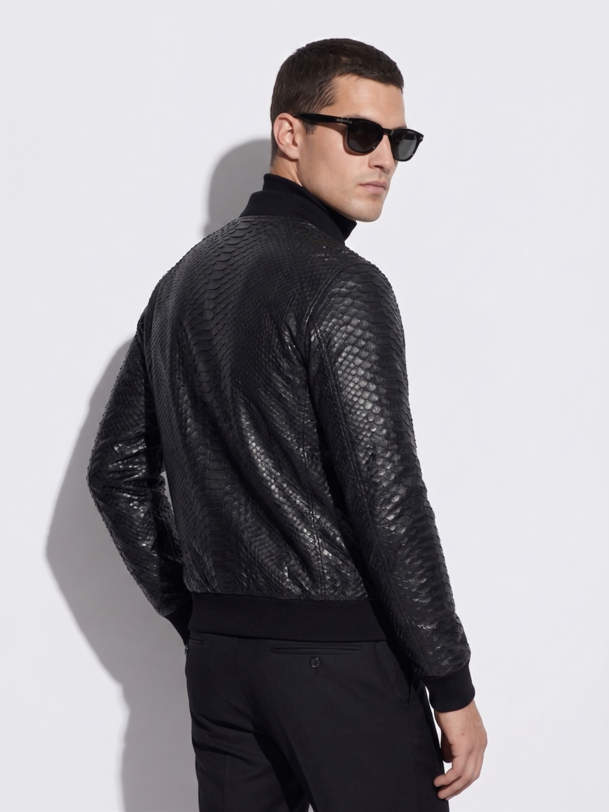 Black Python Bomber Jacket