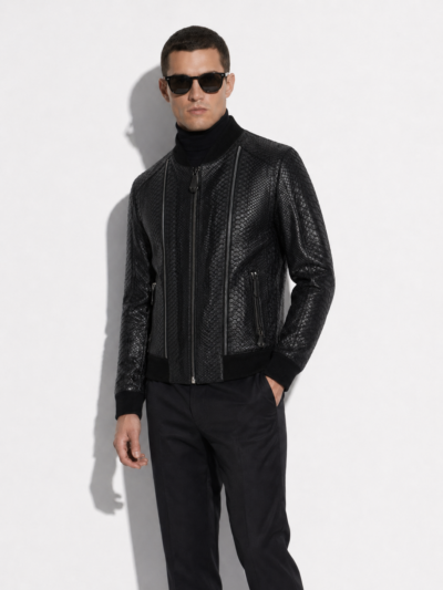 Black Python Bomber Jacket